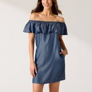 Tommy Bahama chambray off the shoulder dress XS NWT
